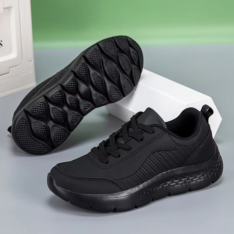 Men Sports Shoes Leather Breathable Adult Running Shoes Soft Comfort Leisure Walking Shoes for Middle-Aged Elderly People