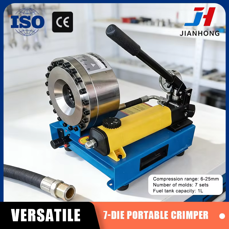 JH Manual Hydraulic Pipe Crimping Machine with 8 Dies Portable High-Pressure Hose Crimper for Brake Line Oil Pipe