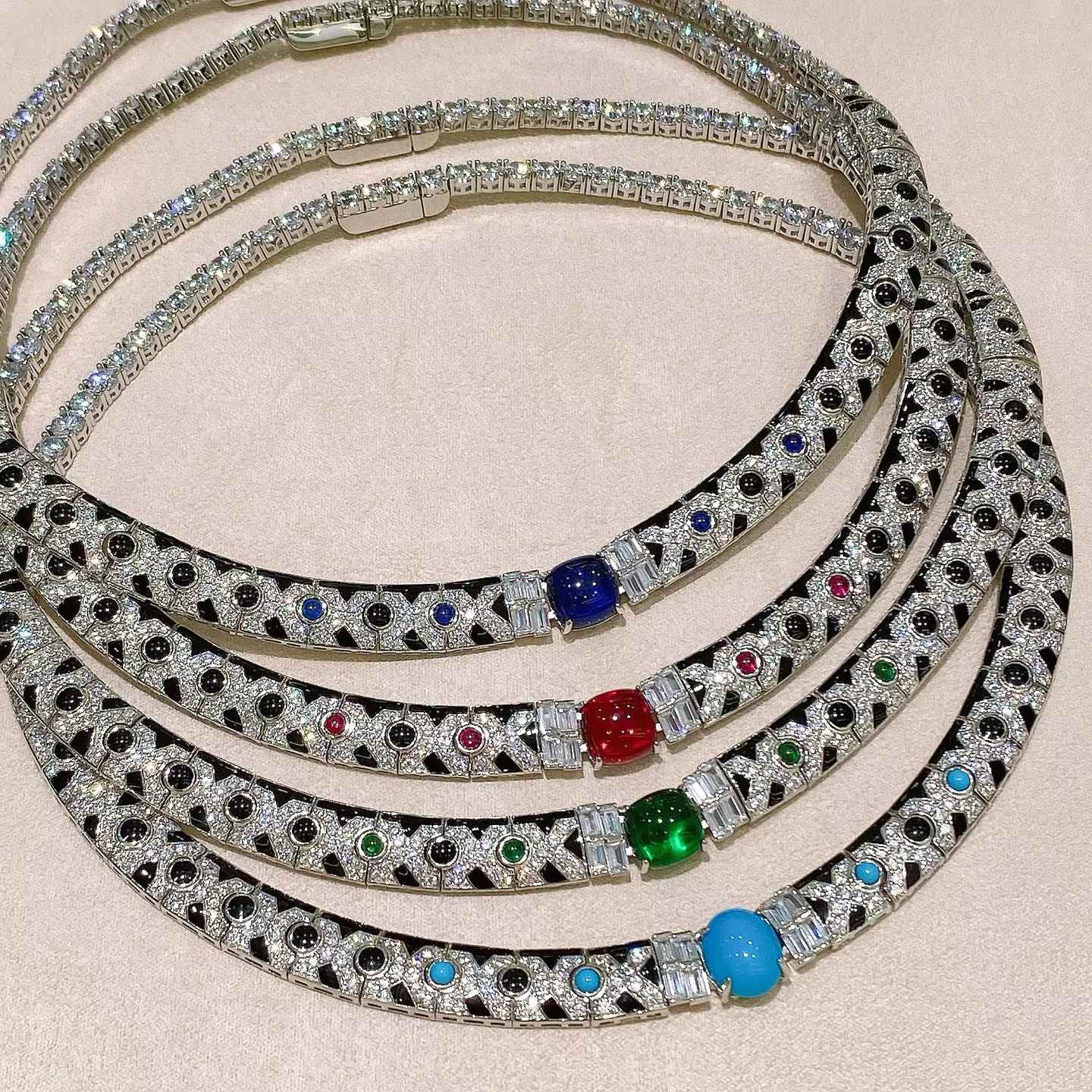 KQDANCE 925 Silver BLack Resin Leopard Print Lab Green Jade Red Corundum Sapphire Gemstone Chokers Necklaces Women Fine Jewelry