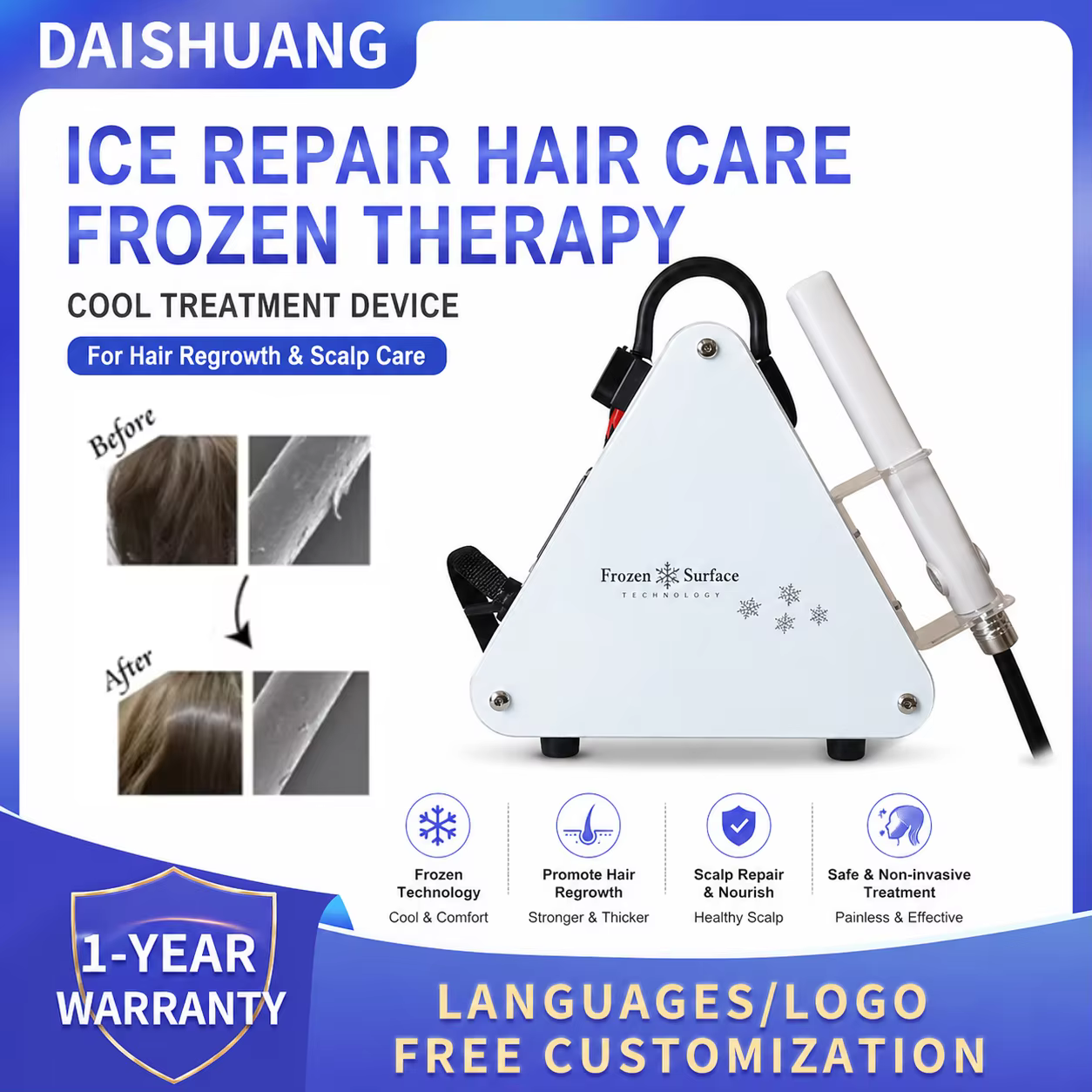 Professional Cryotherapy Hair Care Device Cold Therapy Repair Treatment for Damaged Hair Frozen Scalp Health Care Salon Machine