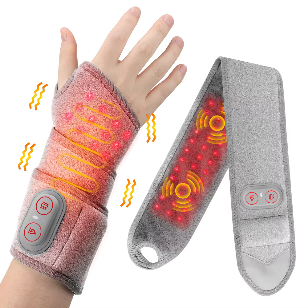 Elektrische Infrarot-Heizung, Handgelenk-Massagegerät, Pad, Armband-Verband mit 660 und 850 nm Licht, 3 Stufen, Vibrationsgelenk, Entspannung