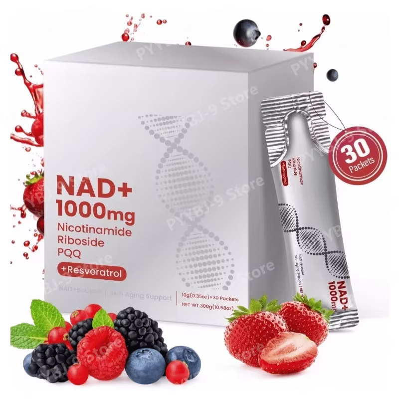 PQQ1000 Drink Mix 1000MG-NAD, Berry Flavored, for Skin Aging and Energy Support, 30 Packs, 10g Powder Sachets Daily Wellness