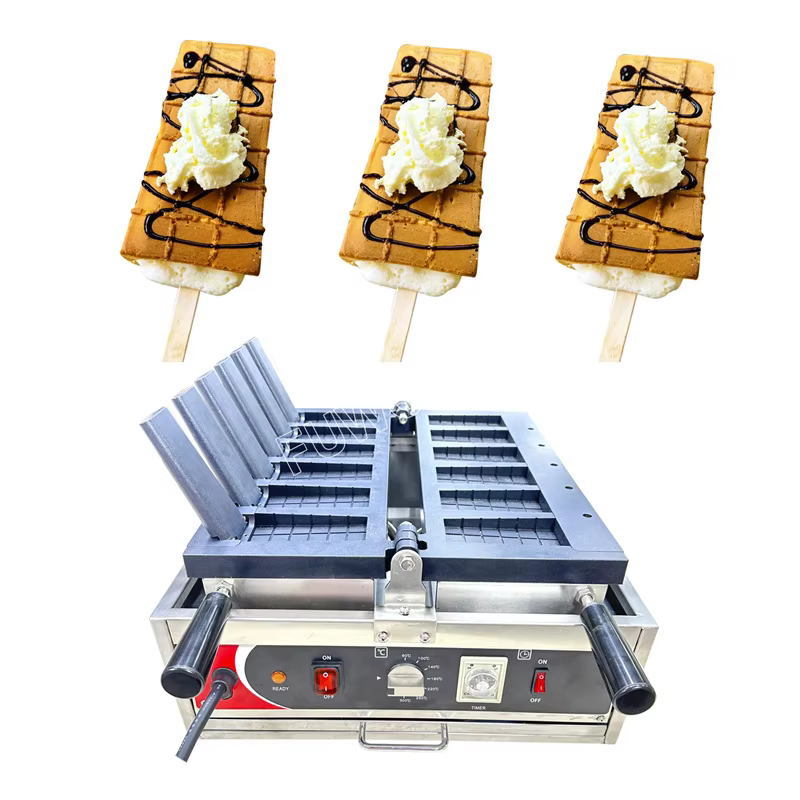 6 pcs 3000W Popsicle Waffle Maker Ice Cream Cone Making Machine Popsicle Shape Waffle Maker Ice Cream Stick Waffle Machine