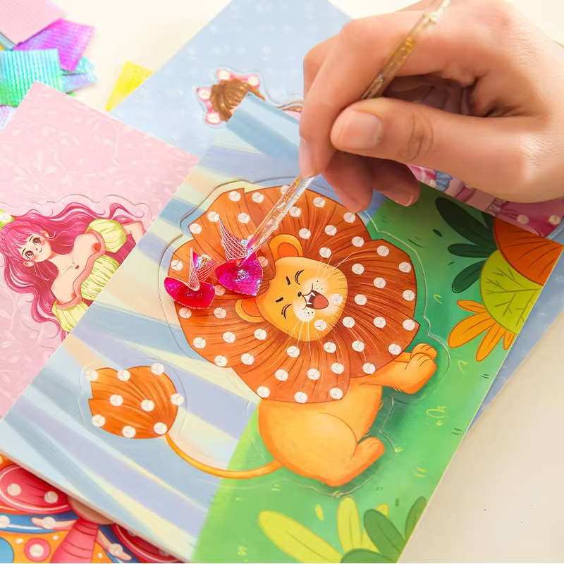 Girl Princess Dream Poke Painting Handmade Material Pack Children's Dressup Sticker Toys Handmade DIY Poke Poke Music