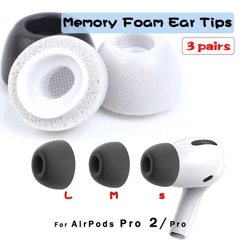Für Apple AirPods Pro 2 Ohrstöpsel, Memory-Schaum-Spitzen, rutschfeste Ohrhörer, Ohrpolster, Ersatz-Kopfhörer-Ohrpolster, klein, mittel, groß