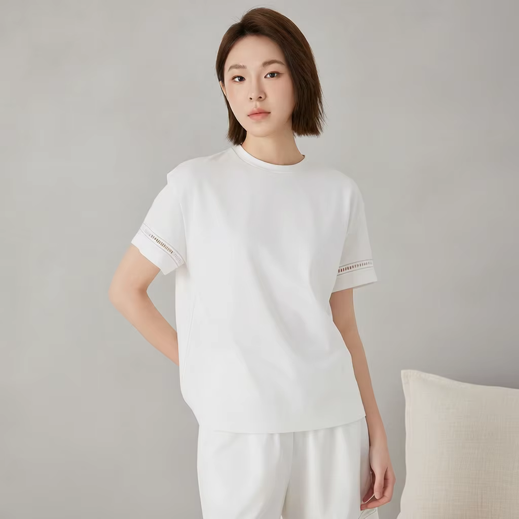 KW9513248 Women's round Neck T-shirt Short Sleeve High-Quality Mixed Cotton Comfortable Fashionable Casual Top