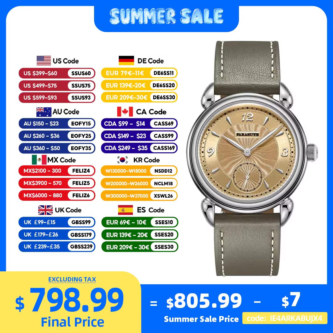 FARASUTE Top Brand Luxury Manual Mechanical Watch Mens Swiss SW261 Movement 5Bar Waterproof Stainless Steel Sapphire Wristwatch