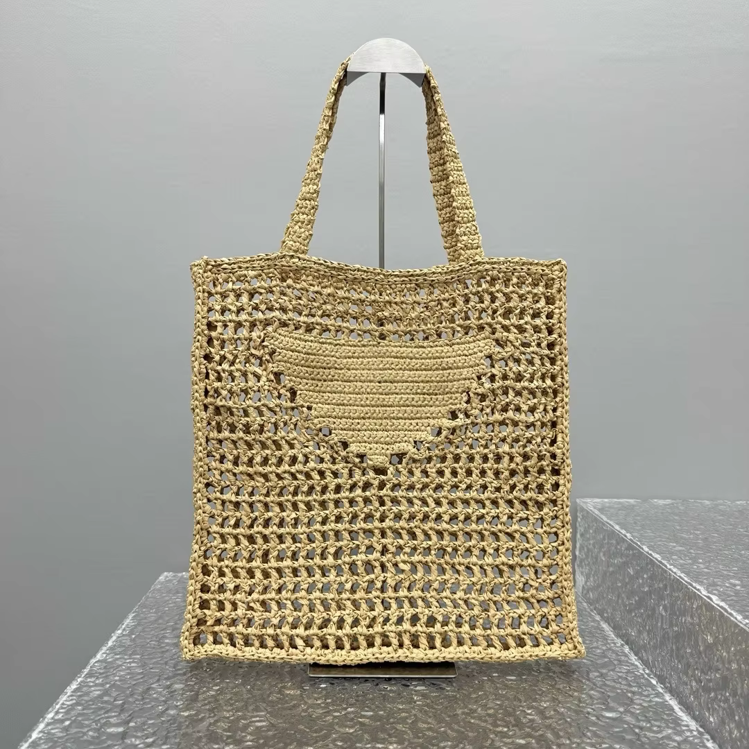 Summer Raffia Hand Woven Beach Bag Handbag Tote Bag Large Capacity Luxurious Design Casual Portable Single Shoulder Bag