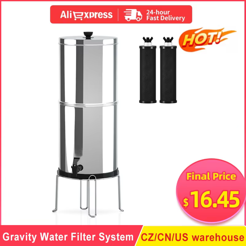 Gravity Water Filter System Water Filtration Bucket with Stand for Home Outdoor Camping Hiking Emergency Preparedness Equipment