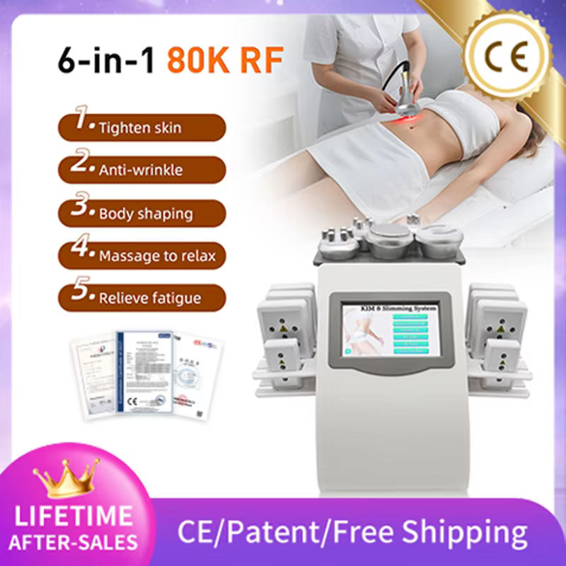 6 in 1 Tool 80K Body Radiofrequency Cavitation Vacuum Massager Anti-cellulite Shaping Firming Body Care Rejuvenation Skin Lift T