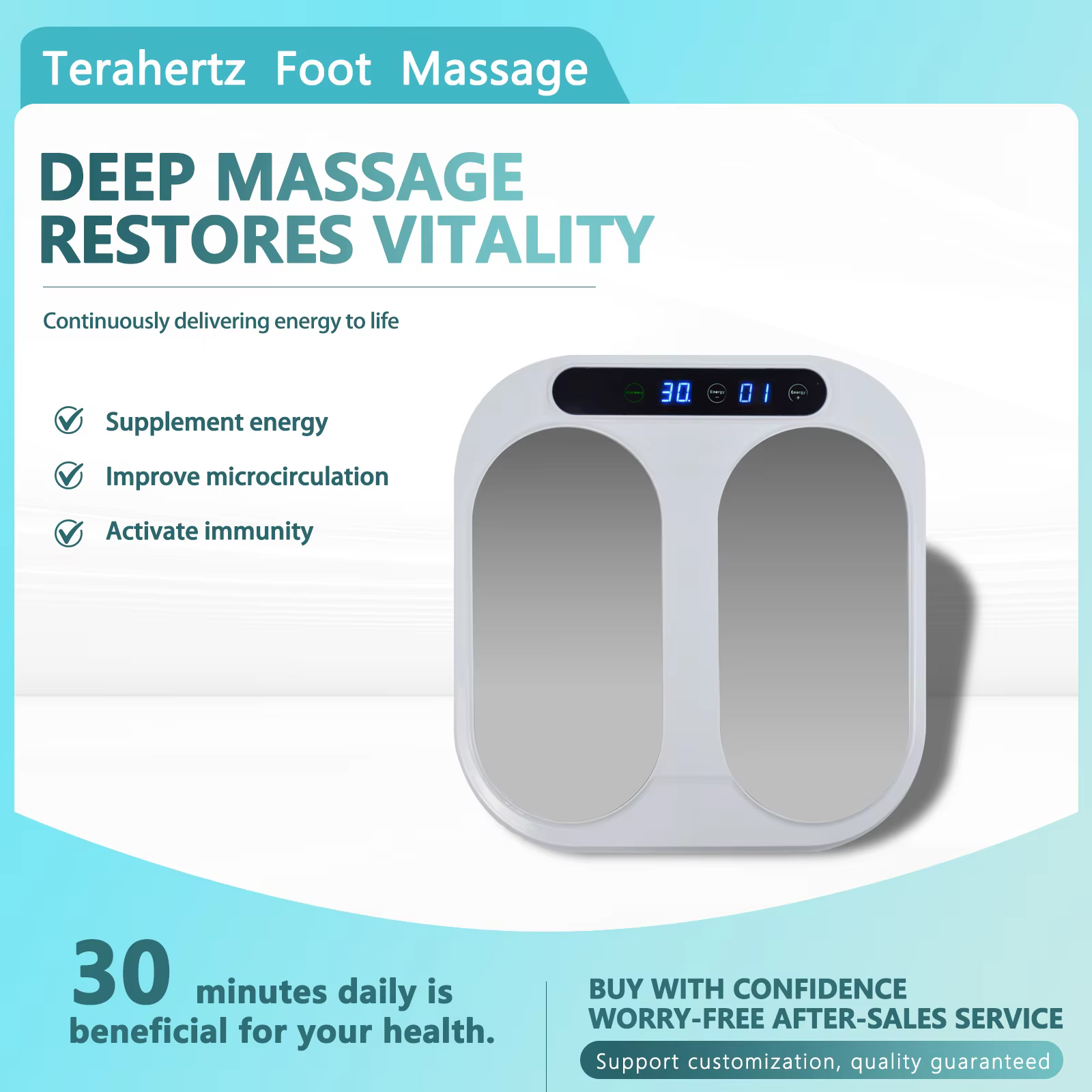 جهاز تدليك القدم Iteracare P90 Plus + Terahertz PEMF العلاج الأصلي للدورة الدموية في البطن والمدلك البدني