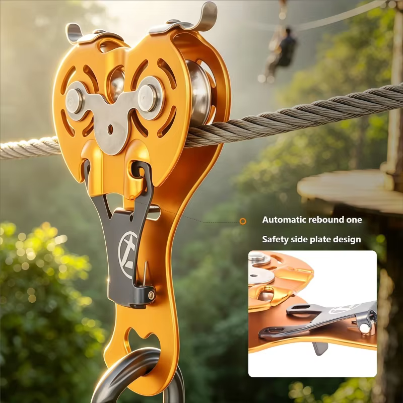 Professional Double Zipline Pulley Smooth Glides Pulley Swivels Pulley Mechanism For Extreme Outdoor Sports Activity 24BD