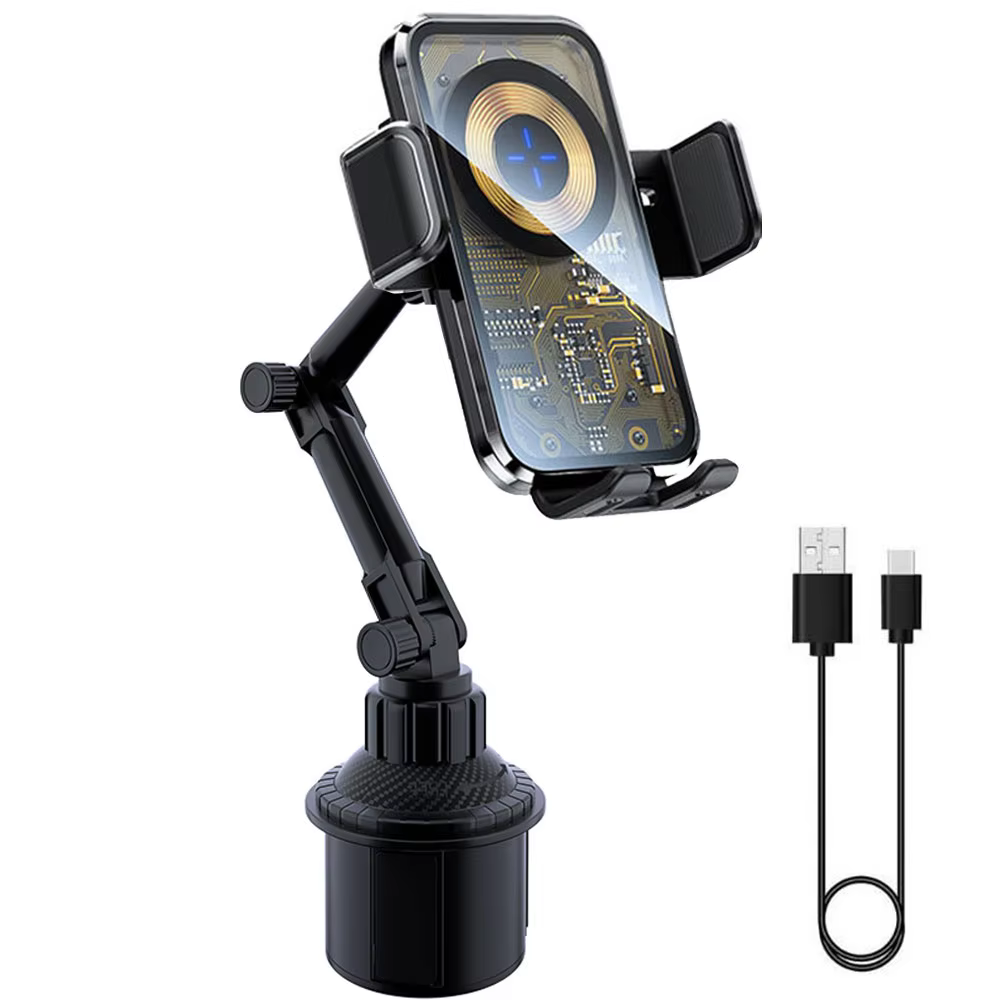 15W Auto Clamping Wireless Car Charger Stand for Samsung Z Fold5 4 3 VIVO X Fold2 Car Cup Holder Phone Mount Fast Charging