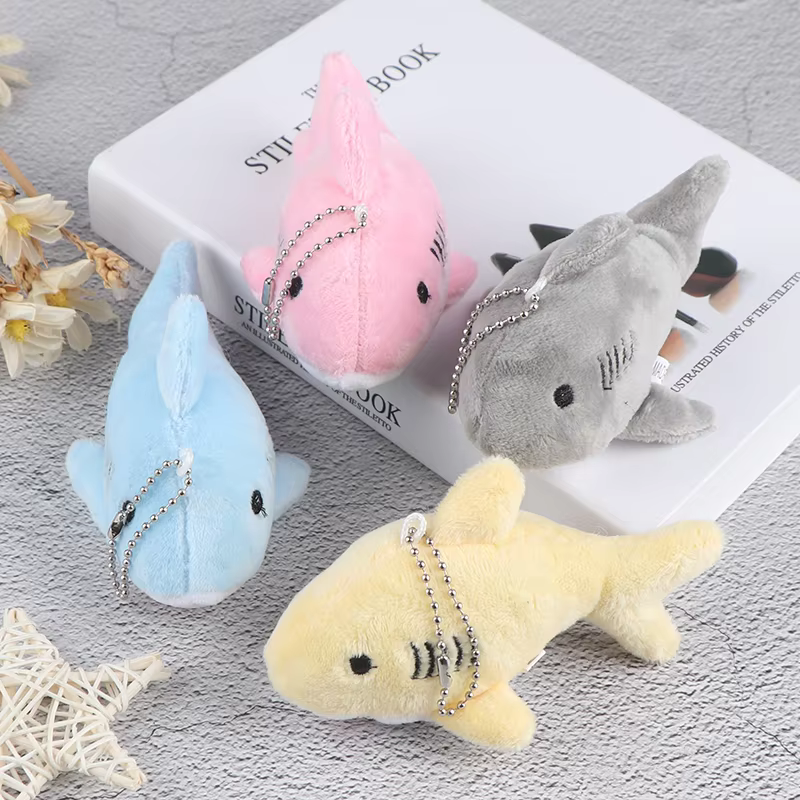 12CM  Keychain Gift Shark Plush Stuffed TOY DOLL  Kids Small Mini Cute Marine Animals Plush Toys