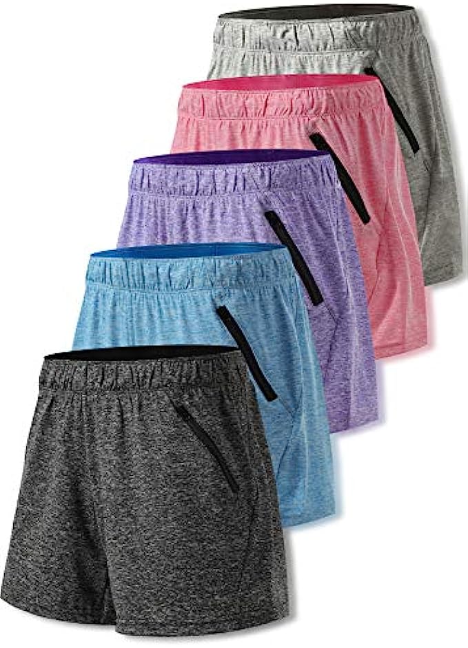 Liberty Imports 5 Pack Women’s 5" Quick Dry Yoga Training Shorts with Zipper Pockets