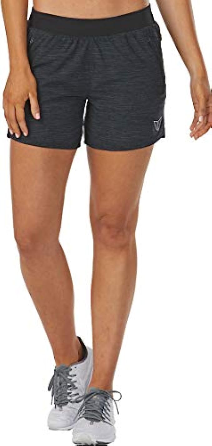 KORSA Women’s 5-inch Athletic Workout Shorts with Multiple Zip Pockets, Brief Liner for Running, Gym, Yoga, Casual | Embrace