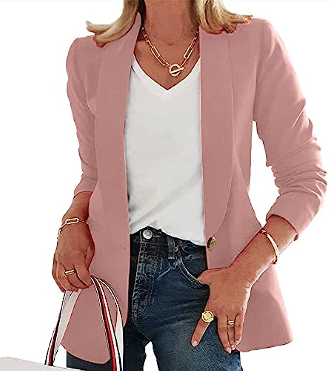 Aoysky Women’s Casual Blazers Long Sleeve Lapel Button Slim Work Office Blazer Jacket Suit