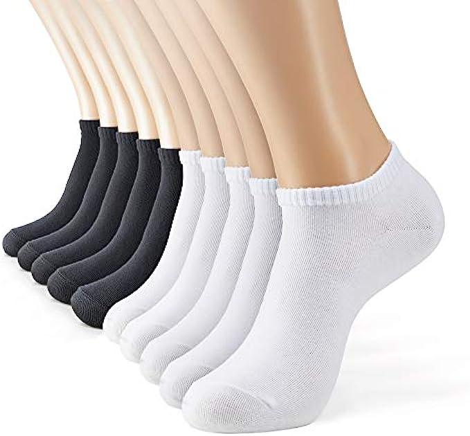 MONFOOT Women’s and Men’s 10-20 Pack Thin Cotton Low Cut Ankle Socks