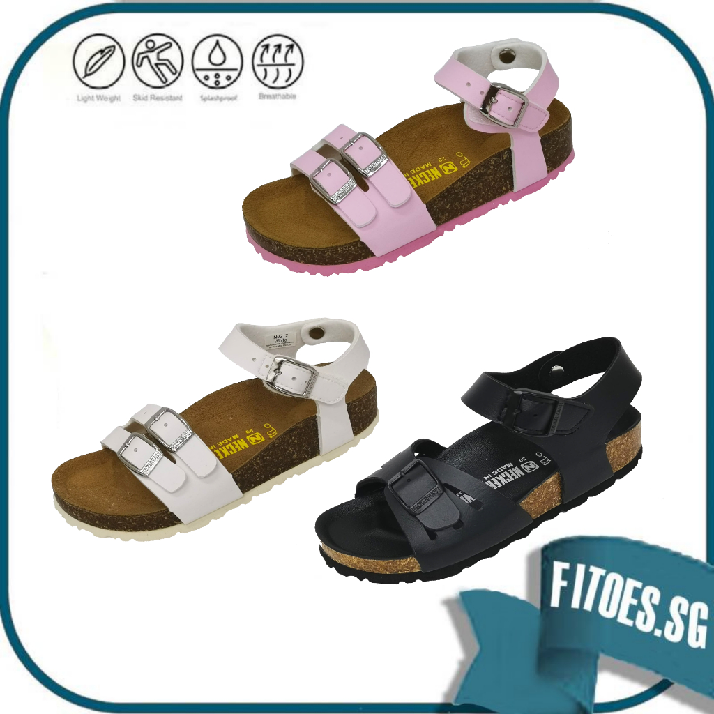 Neckermann Children’s Sandals Girls Kids Black Pink White N9147B N9212 (Size 28- 34)