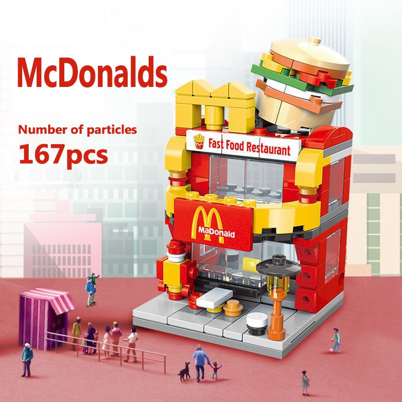 164 Pieces Mini Lego City Street View Blocks McDonald’s House Model Children’s Educational Toys