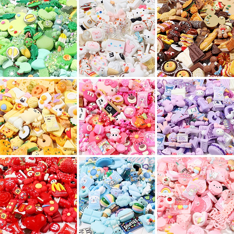 10pcs/20pcs/30pcs Resin Blessing Bag Mini Simulation Mixed Color Children’s Food and Play Wine Bottle Diy Handmade Material Bag Mobile Phone Case Making Hair Accessories Cream Glue