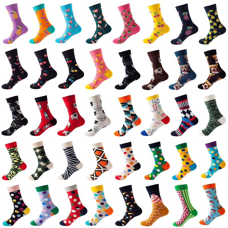 Fashion Hip Hop Men’s Socks Harajuku Fruit Skateboard Animal Happy Socks