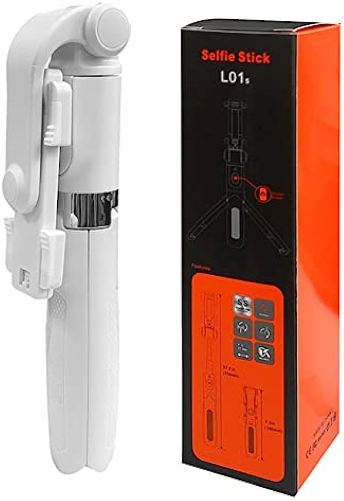 VITTENELENT Portable Selfie Stick Phone Tripod with Wireless Remote for 4’’-6.8’’ iPhone and Android Smartphones (White)