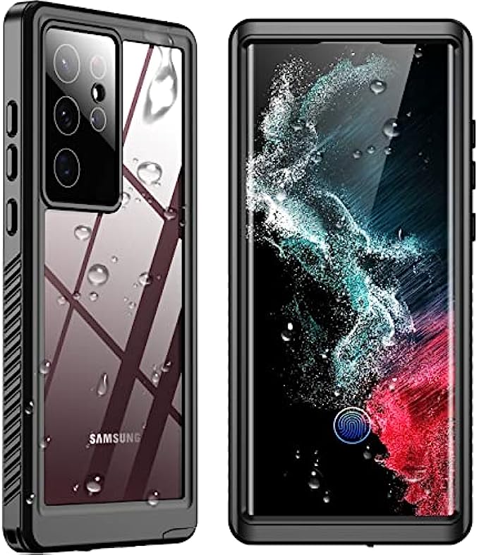 SPIDERCASE for Samsung Galaxy S22 Ultra Case, Waterproof Built-in Screen Protector Full Protection Heavy Duty Shockproof Anti-Scratched Rugged Case for Galaxy S22 Ultra 5G 6.8’’ 2022 (Black)