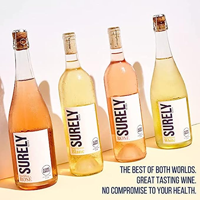 Surely Non Alcoholic Rose - World’s First Sparkling Wine that Tastes Like the Real Thing, Low Sugar, Keto-Friendly, Low Calorie, 750ml