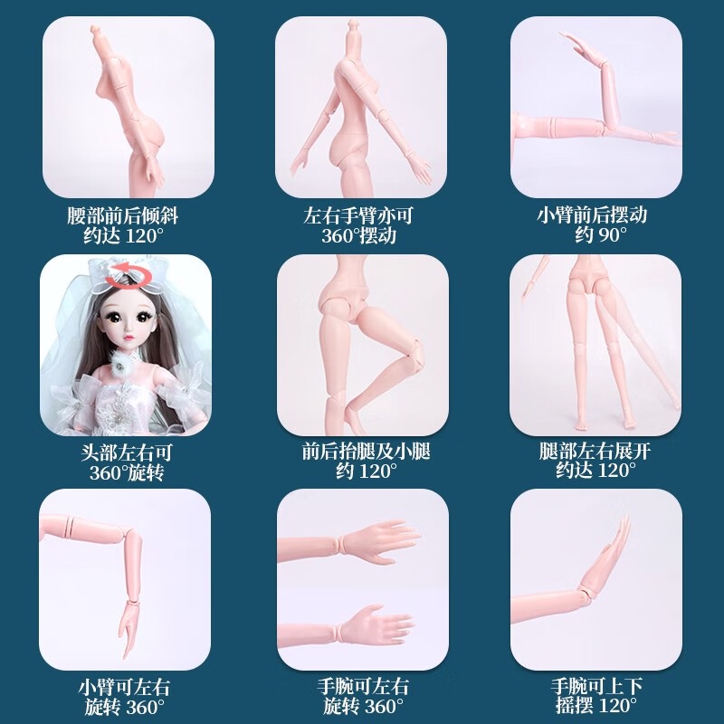 Yuan Jirui（yegaie）Dress up Princess Barbie Doll Toy Girl Princess Gift Box Doll Large Princess Elsa Children’s Gift