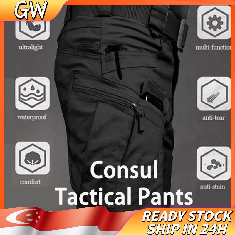 ?GW?Men’s big yards Tactical Pants Overalls Trousers Multi-pocket Pants Waterproof Sweat-absorbent Training Workwear Men’s Military Pant