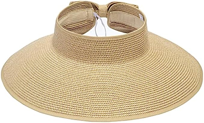 Simplicity Women’s UPF 50+ Wide Brim Roll-up Straw Sun Hat Sun Visor